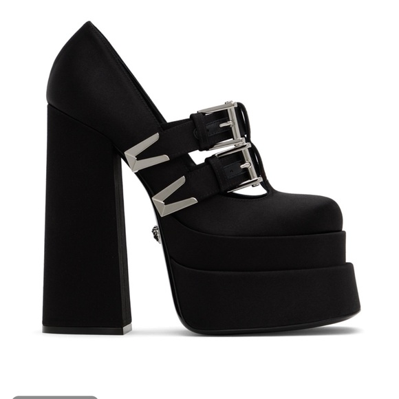 VERSACE Black Aevitas Heels 38.5 8.5 $895 - Picture 2 of 10